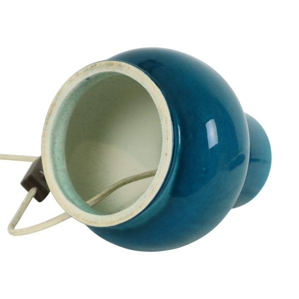 Italiaanse Ronde Blauwe Keramische Lamp Craquelé 24cm