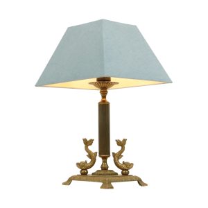 Vintage Messing Tafellamp Mythische Dolfijn 41cm
