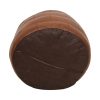 Vintage Ronde Bruine Poef Patchwork Lapjes Kunstleder