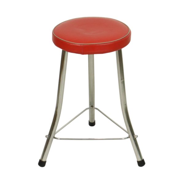 Jaren 50 Brabantia Kruk Rood Kunstleder en Chroom