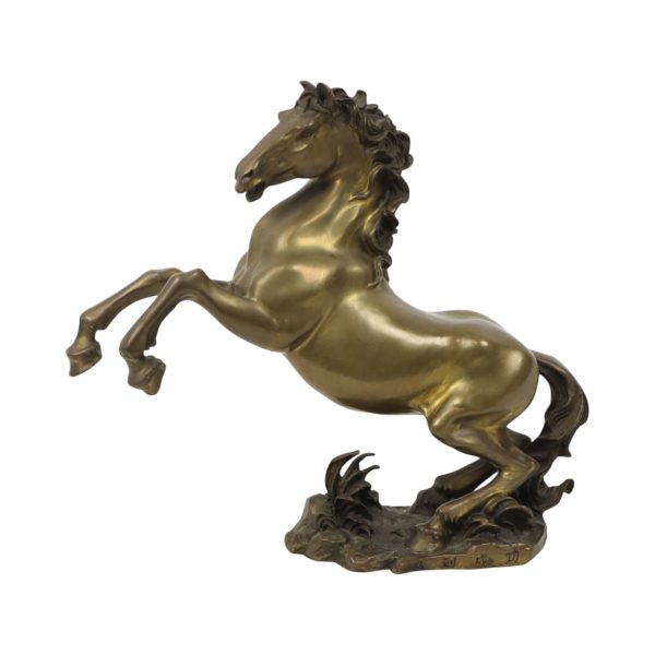 Zwaar Vintage Bronzen Beeld Steigerend Paard Feng Shui 27cm