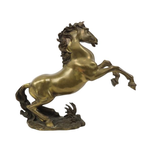 Zwaar Vintage Bronzen Beeld Steigerend Paard Feng Shui 27cm