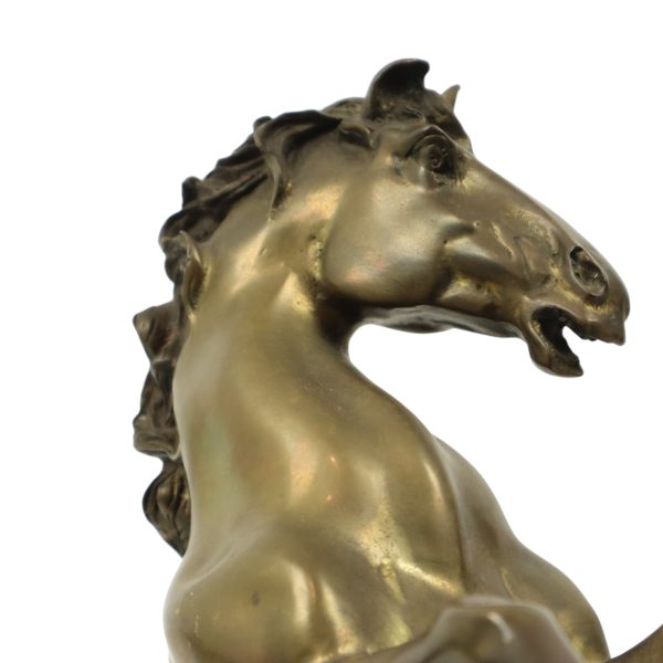 Zwaar Vintage Bronzen Beeld Steigerend Paard Feng Shui 27cm