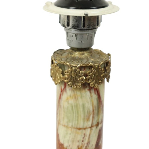 Klassieke Onyx Marmer Messing Kolom Lamp 20ste Eeuw