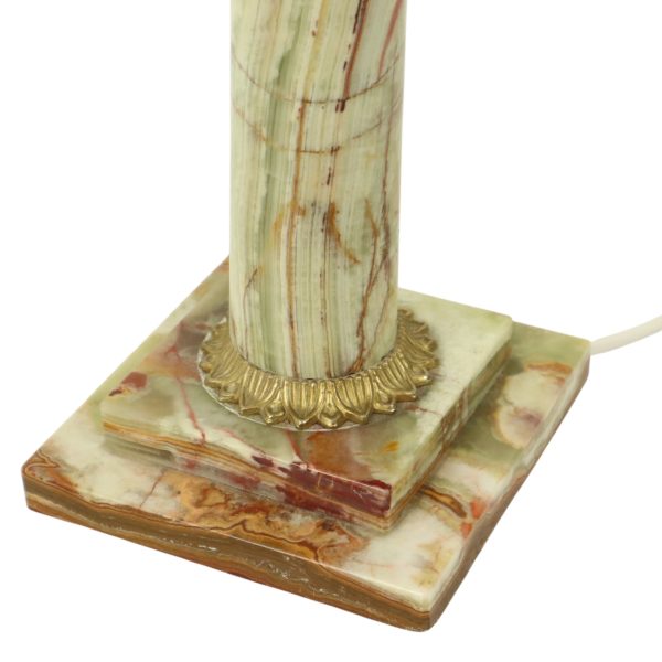 Klassieke Onyx Marmer Messing Kolom Lamp 20ste Eeuw