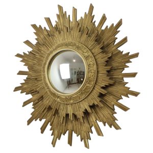 Gouden Zonnespiegel Twee Niveaus Convex Spiegel Sunburst 56cm