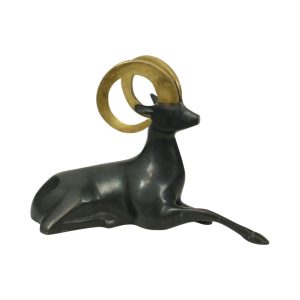 Art Deco Stijl Messing Ram Beeld Sculptuur MCM 23cm
