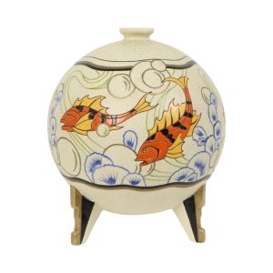 Zeldzame Art Deco Vaas Vissen Orchies Frankrijk 1920s