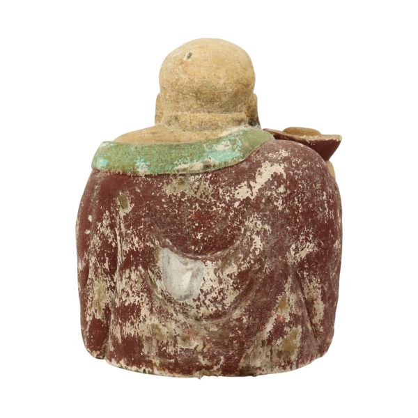 Grote Lachende Boeddha XL Houten Polychroom Beeld 47cm