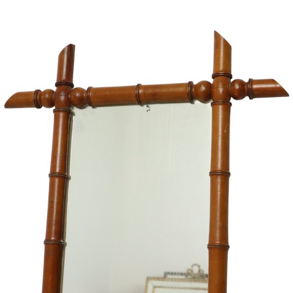 Oude Houten Spiegel Faux Bamboe Chinoiserie 60x50cm