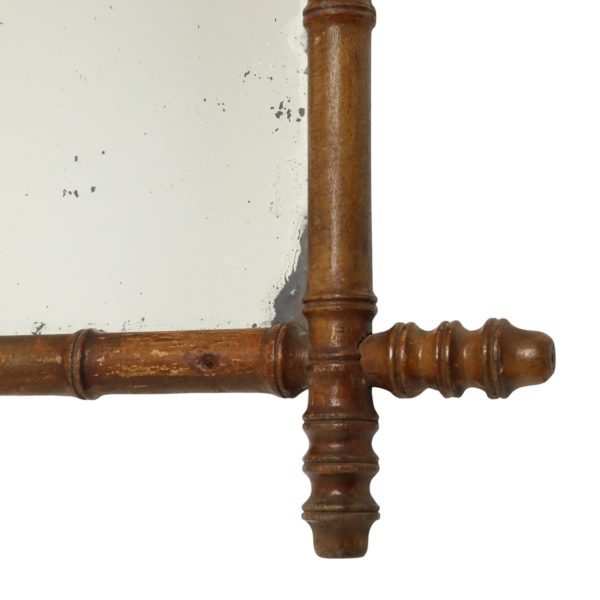 Antieke Houten Spiegel Faux Bamboe Chinoiserie 44x39cm