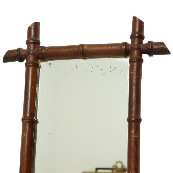 Antieke Houten Faux Bamboe Spiegel Frankrijk 42x36cm Antieke Houten Faux Bamboe Spiegel Frankrijk 42x36cm
