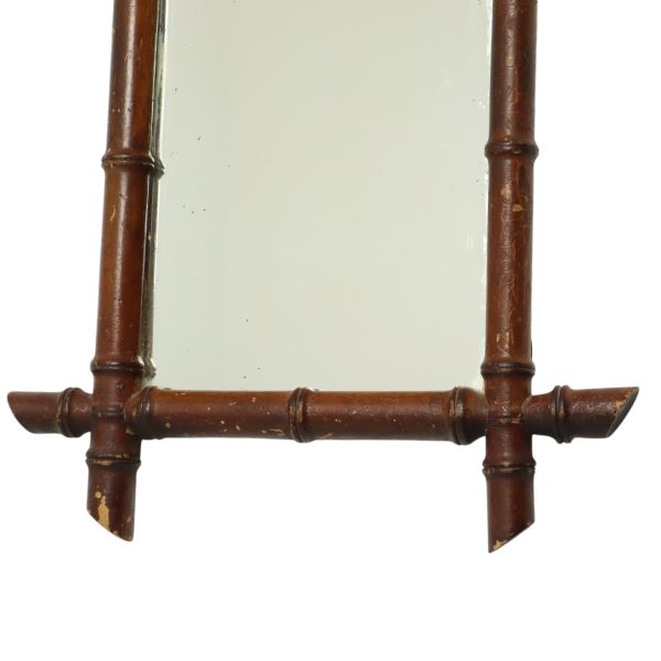 Antieke Houten Faux Bamboe Spiegel Frankrijk 42x36cm Antieke Houten Faux Bamboe Spiegel Frankrijk 42x36cm