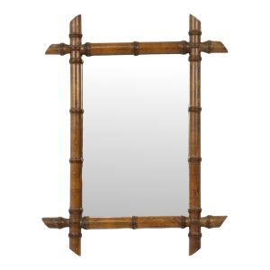 Franse Houten Faux Bamboe Spiegel Antiek 52x39cm