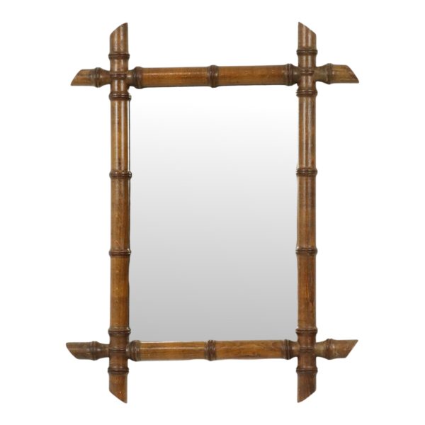 Franse Houten Faux Bamboe Spiegel Antiek 52x39cm Franse Houten Faux Bamboe Spiegel Antiek 52x39cm