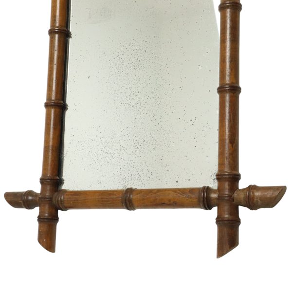 Franse Houten Faux Bamboe Spiegel Antiek 52x39cm Franse Houten Faux Bamboe Spiegel Antiek 52x39cm