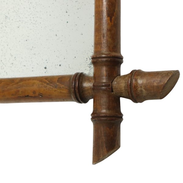 Franse Houten Faux Bamboe Spiegel Antiek 52x39cm Franse Houten Faux Bamboe Spiegel Antiek 52x39cm