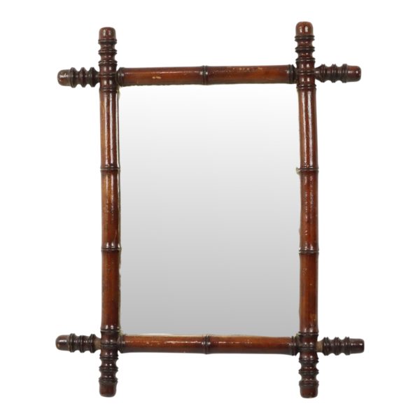 Antieke Houten Spiegel Faux Bamboe Chinoiserie 63x52cm Antieke Houten Spiegel Faux Bamboe Chinoiserie 63x52cm