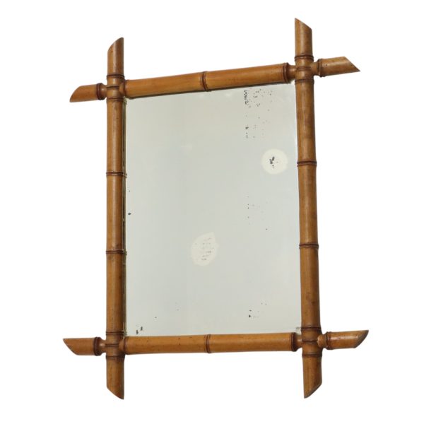 Franse Houten Spiegel Faux Bamboe Chinoiserie 57x47cm Franse Houten Spiegel Faux Bamboe Chinoiserie 57x47cm