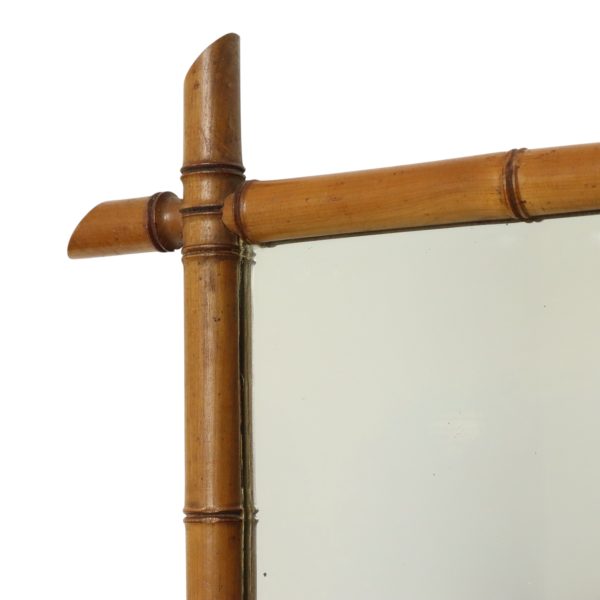Franse Houten Spiegel Faux Bamboe Chinoiserie 57x47cm Franse Houten Spiegel Faux Bamboe Chinoiserie 57x47cm