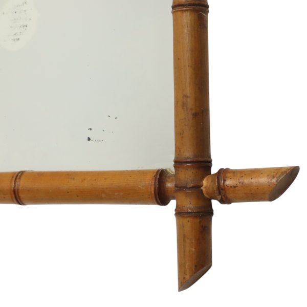 Franse Houten Spiegel Faux Bamboe Chinoiserie 57x47cm Franse Houten Spiegel Faux Bamboe Chinoiserie 57x47cm