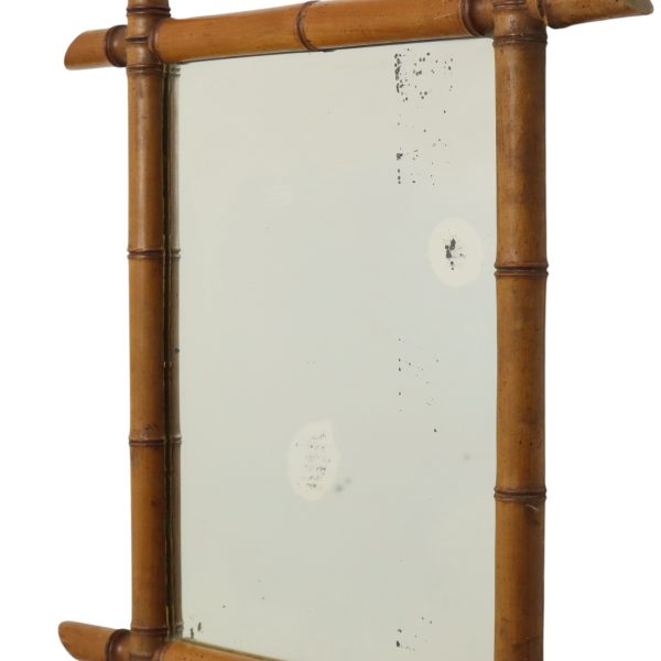 Franse Houten Spiegel Faux Bamboe Chinoiserie 57x47cm Franse Houten Spiegel Faux Bamboe Chinoiserie 57x47cm