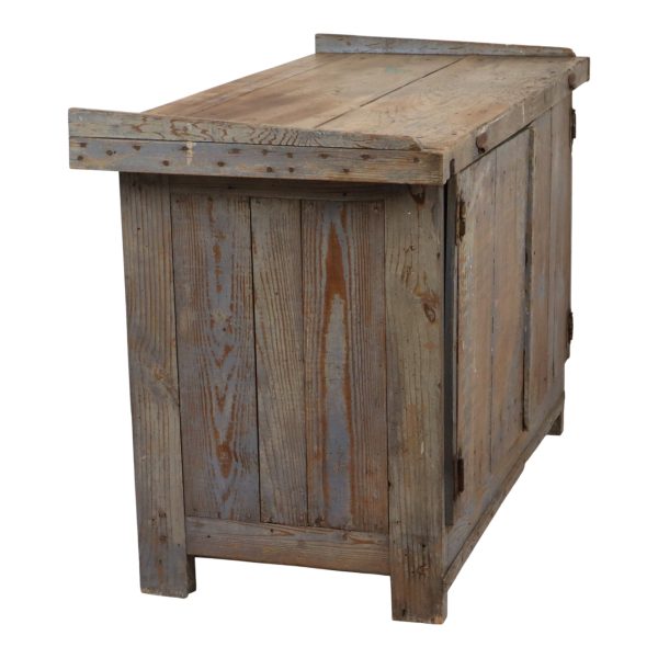 Karaktervolle Oude Blauwe Werkbank Dressoir Uniek 124cm