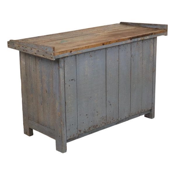 Karaktervolle Oude Blauwe Werkbank Dressoir Uniek 124cm