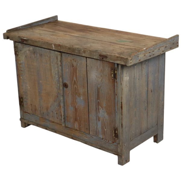 Karaktervolle Oude Blauwe Werkbank Dressoir Uniek 124cm