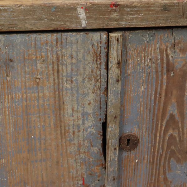 Karaktervolle Oude Blauwe Werkbank Dressoir Uniek 124cm