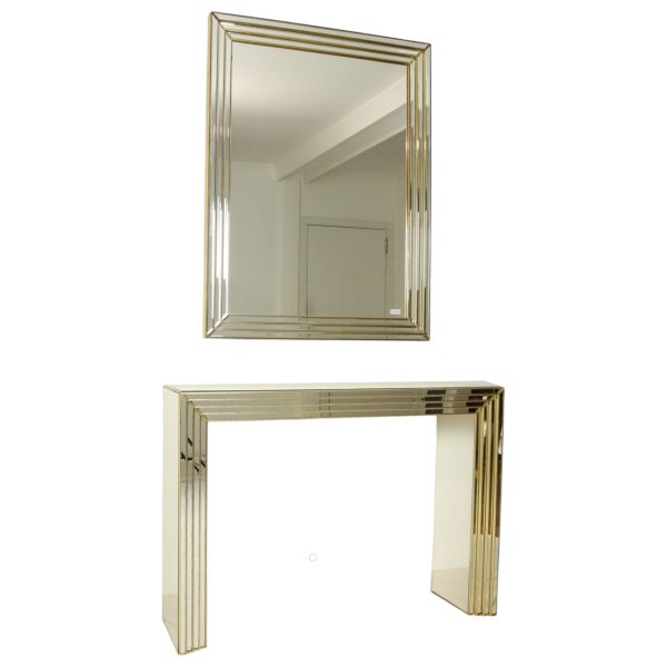 Zeldzame Design Spiegel met Console Zilver Goud Deknudt