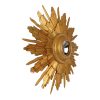 Vintage Houten Zonnespiegel Sunburst Convex Goud 46cm Vintage Houten Zonnespiegel Sunburst Convex Goud 46cm