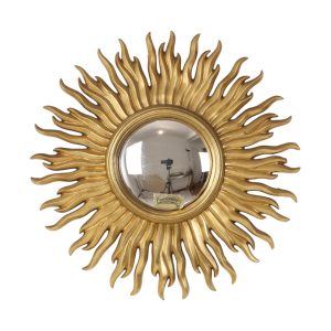 Vintage Bladgoud Vergulde Zonnespiegel Sunburst Convex 52cm