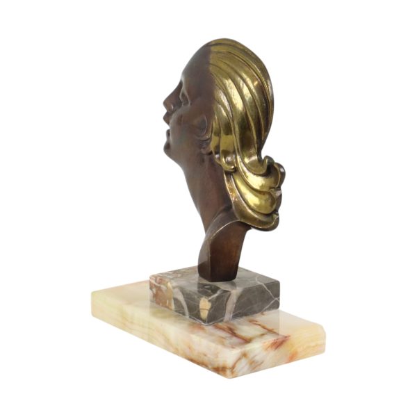 Bronzen Art Deco Beeld Vrouw Hagenauer Marmer Jaren 30