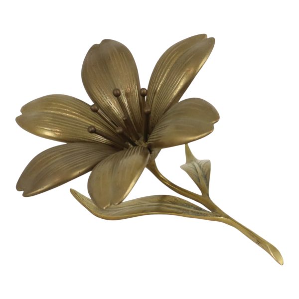 Mid Century Messing Lelie Bloem Sculptuur Beeldje Asbak Mid Century Messing Lelie Bloem Sculptuur Beeldje Asbak