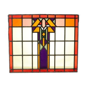 Kleurrijk Glasraam Amsterdamse School Glas in Lood Art Deco