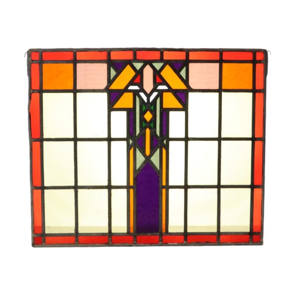 Kleurrijk Glasraam Amsterdamse School Glas in Lood Art Deco