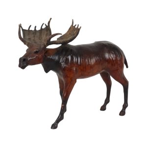 Mid Century Lederen Eland Beeld Sculptuur Vintage
