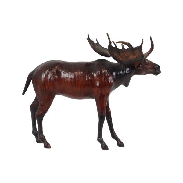 Mid Century Lederen Eland Beeld Sculptuur Vintage