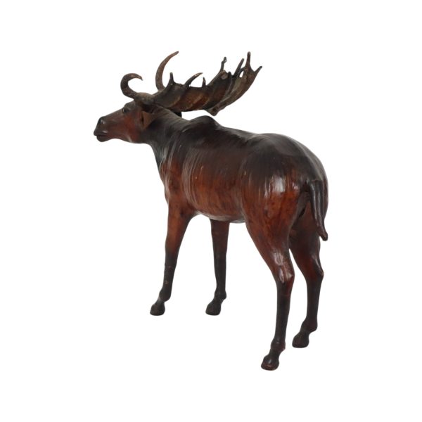 Mid Century Lederen Eland Beeld Sculptuur Vintage
