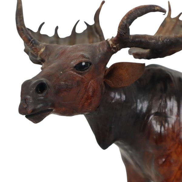 Mid Century Lederen Eland Beeld Sculptuur Vintage