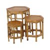 Vintage Set van 3 Bamboe en Rotan Bijzettafels Nesttafels Boho