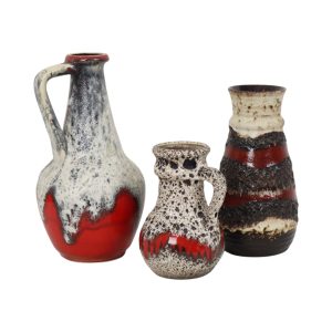 Set van 3 Fat Lava Vazen West Germany Aardewerk