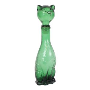 Grote Groene Glazen Katten Karaf Empoli Italy 37cm