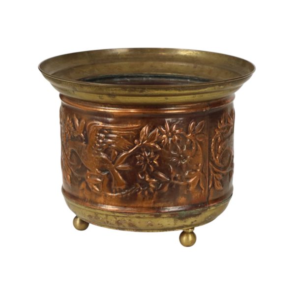 Vintage Koperen Bloempot Cache Pot Repoussé Fifties