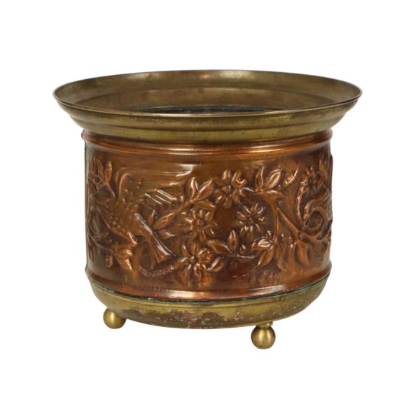 Vintage Koperen Bloempot Cache Pot Repoussé Fifties