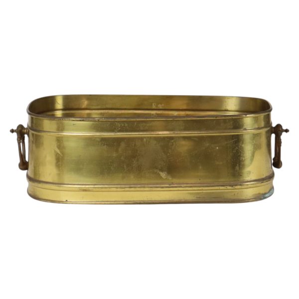 Grote Ovale Messing Bloembak Vintage XL Cache Pot 41cm