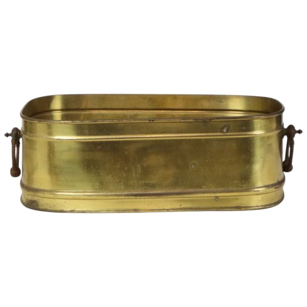 Grote Ovale Messing Bloembak Vintage XL Cache Pot 41cm