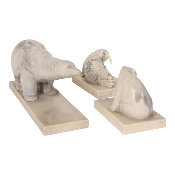 Vintage Set van 3 Dieren Beeldjes Kunstmarmer Inuit Canada Vintage Set van 3 Dieren Beeldjes Kunstmarmer Inuit Canada