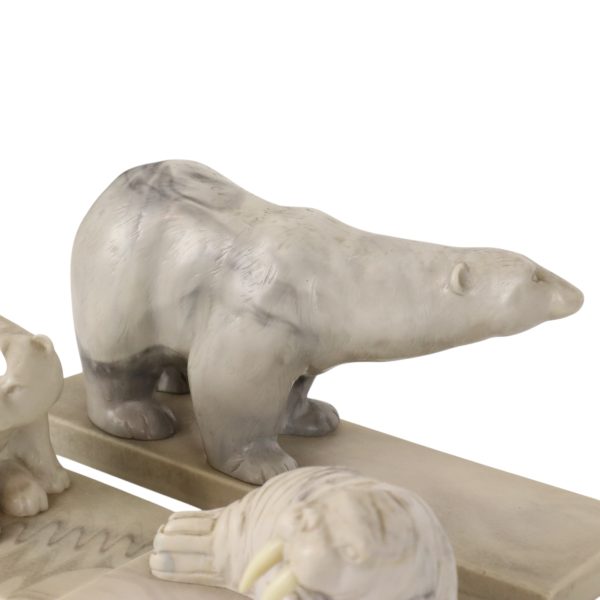 Vintage Set van 3 Dieren Beeldjes Kunstmarmer Inuit Canada Vintage Set van 3 Dieren Beeldjes Kunstmarmer Inuit Canada